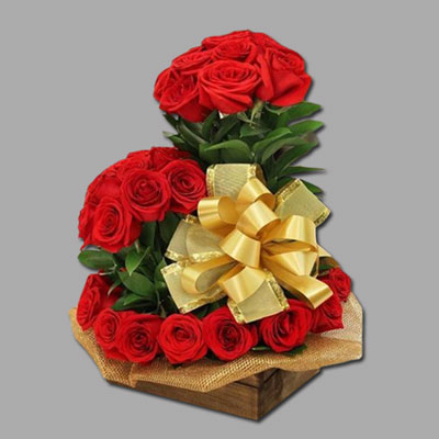 "Flower arrangement with 60 Red roses with Ribbon bow - Click here to View more details about this Product
